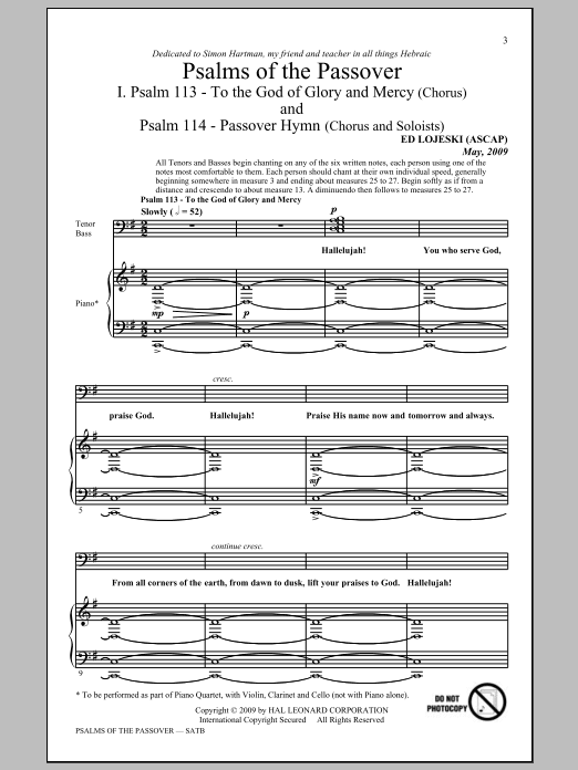 Psalms Of The Passover (SATB Choir) von Ed Lojeski