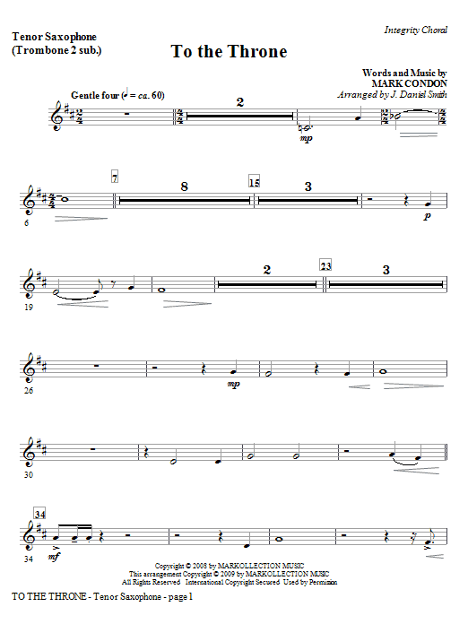 To The Throne - Bass Clarinet (sub Bass) (Choir Instrumental Pak) von J. Daniel Smith