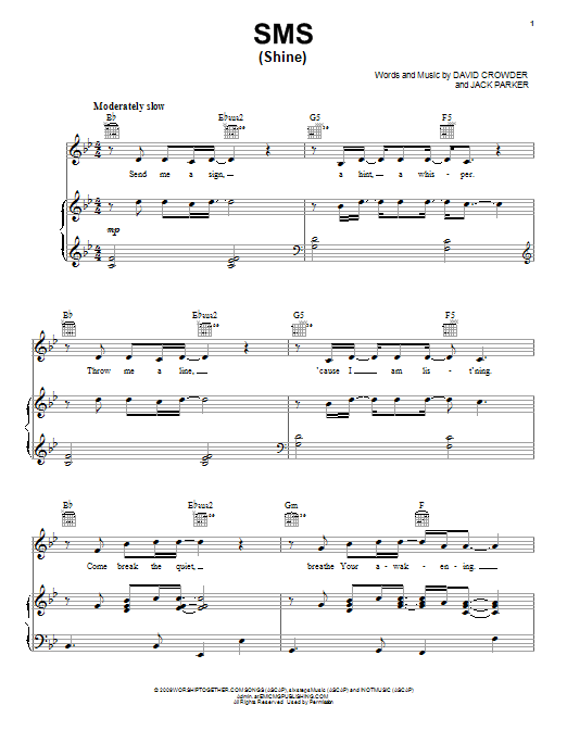 SMS (Shine) (Piano, Vocal & Guitar Chords (Right-Hand Melody)) von David Crowder Band