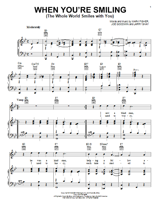 When You're Smiling (The Whole World Smiles With You) (Piano, Vocal & Guitar Chords (Right-Hand Melody)) von Louis Armstrong