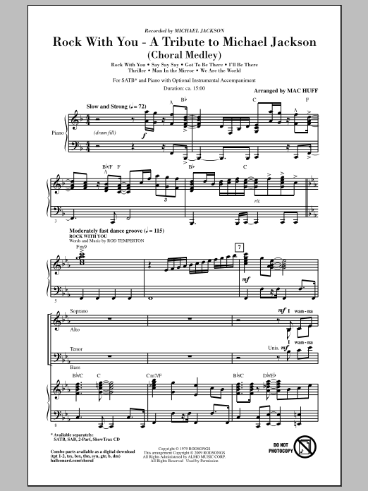 Rock With You - A Tribute to Michael Jackson (Medley) (SATB Choir) von Mac Huff