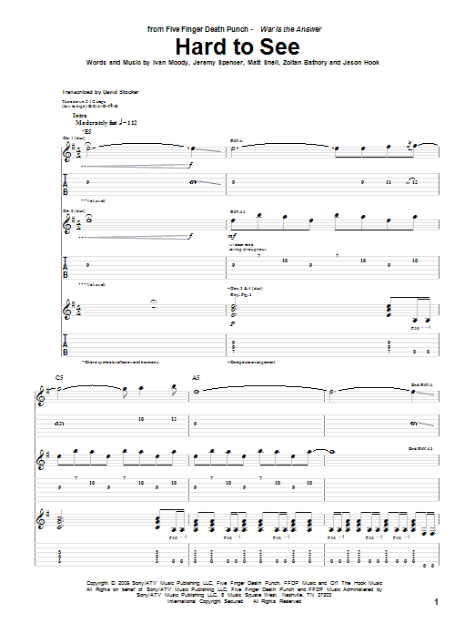 Hard To See (Guitar Tab) von Five Finger Death Punch