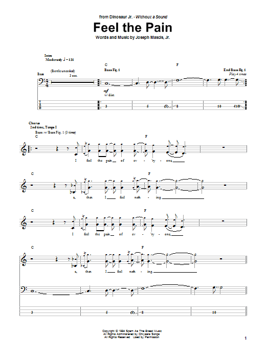 Feel The Pain (Bass Guitar Tab) von Dinosaur Jr.