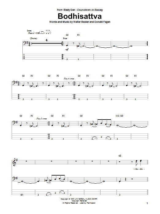 Bodhisattva (Bass Guitar Tab) von Steely Dan