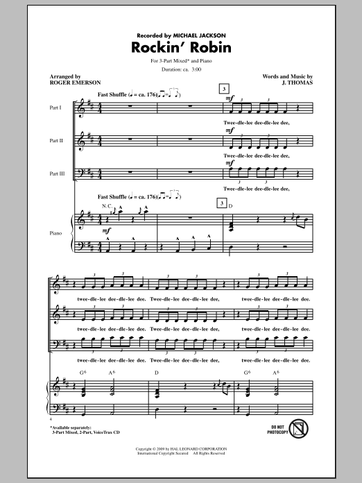 Rockin' Robin (3-Part Mixed Choir) von Roger Emerson