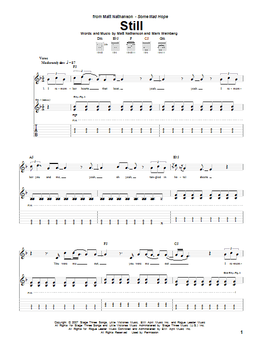 Still (Guitar Tab) von Matt Nathanson