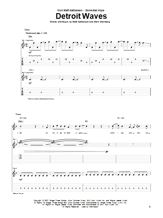 Detroit Waves (Guitar Tab) von Matt Nathanson