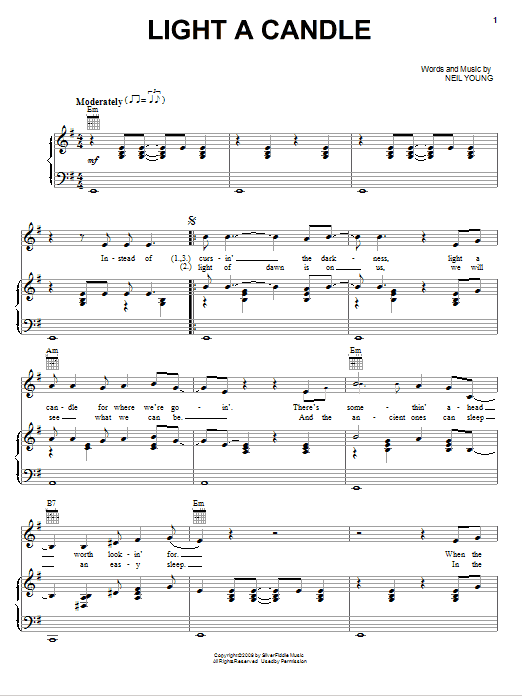 Light A Candle (Piano, Vocal & Guitar Chords (Right-Hand Melody)) von Neil Young