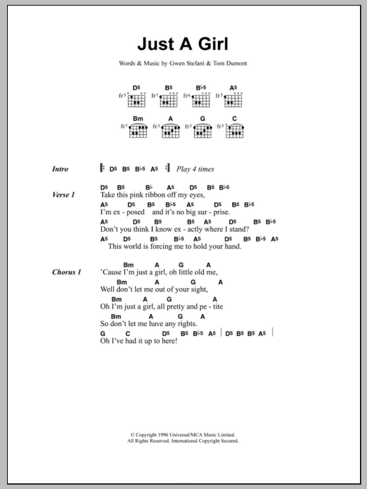 Just A Girl (Guitar Chords/Lyrics) von No Doubt