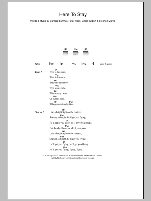 Here To Stay (Guitar Chords/Lyrics) von New Order