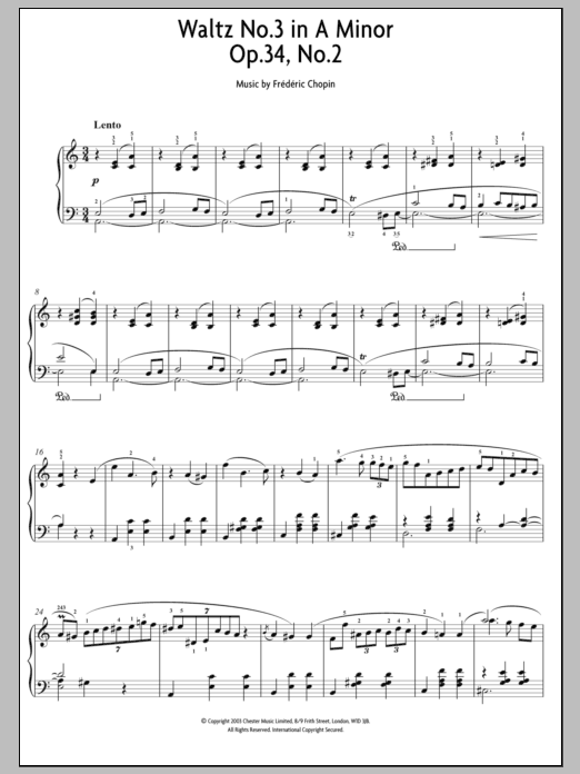 Waltz No. 3 In A Minor, Op. 34, No. 2 (Piano Solo) von Frederic Chopin