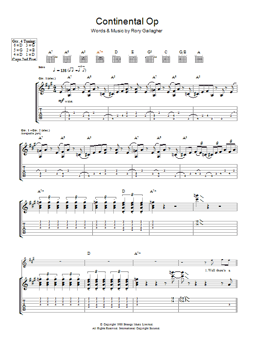 Continental Op (Guitar Tab) von Rory Gallagher