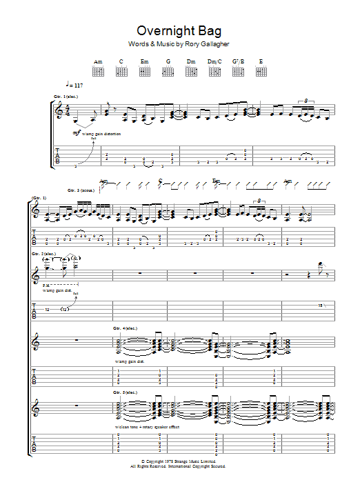 Overnight Bag (Guitar Tab) von Rory Gallagher