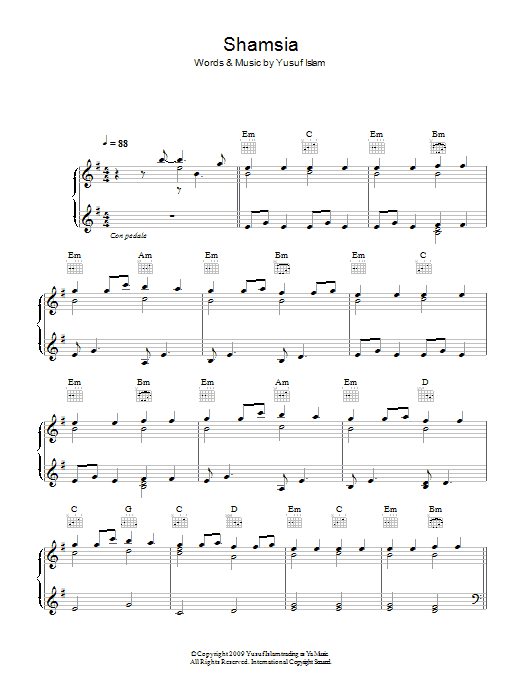 Shamsia (Piano, Vocal & Guitar Chords) von Yusuf Islam