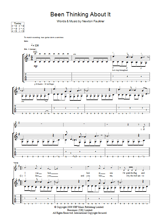 Been Thinking About It (Guitar Tab) von Newton Faulkner