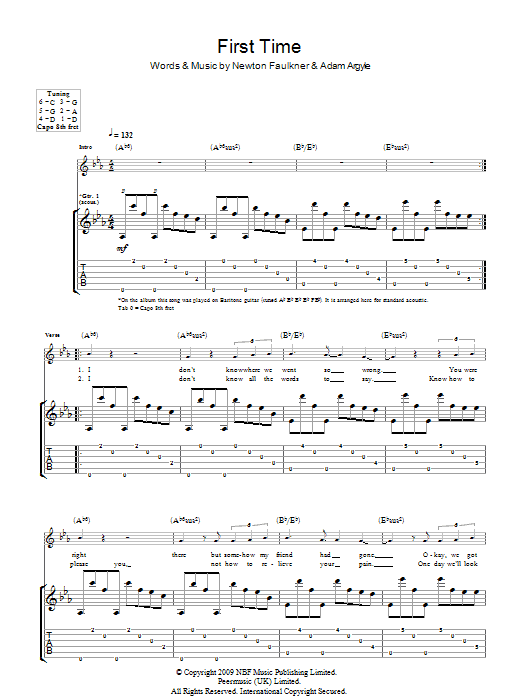 First Time (Guitar Tab) von Newton Faulkner