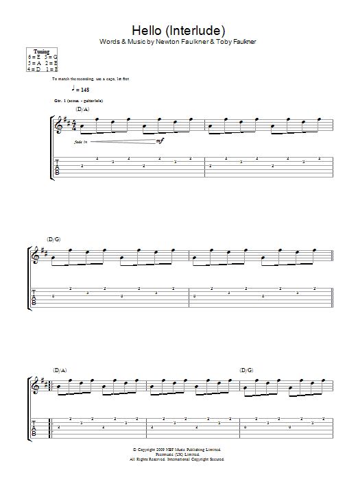 Hello (Interlude) (Guitar Tab) von Newton Faulkner