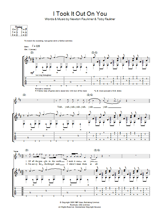 I Took It Out On You (Guitar Tab) von Newton Faulkner