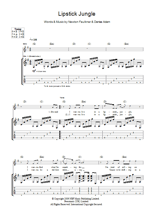 Lipstick Jungle (Guitar Tab) von Newton Faulkner