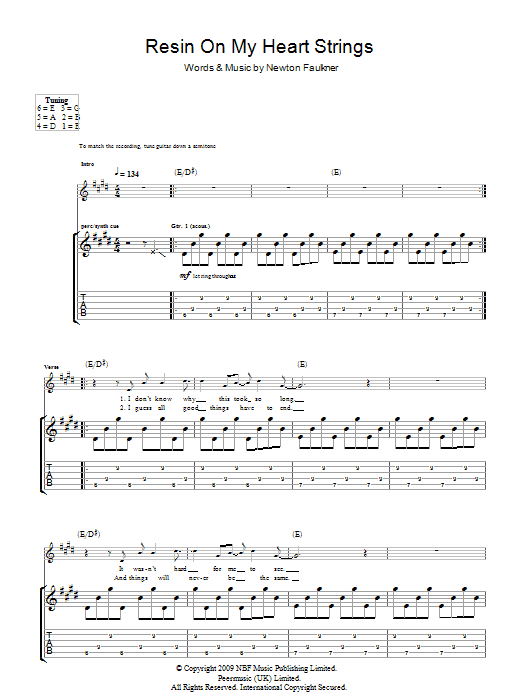 Resin On My Heart Strings (Guitar Tab) von Newton Faulkner