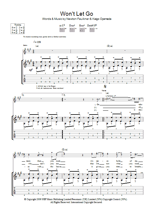 Won't Let Go (Guitar Tab) von Newton Faulkner