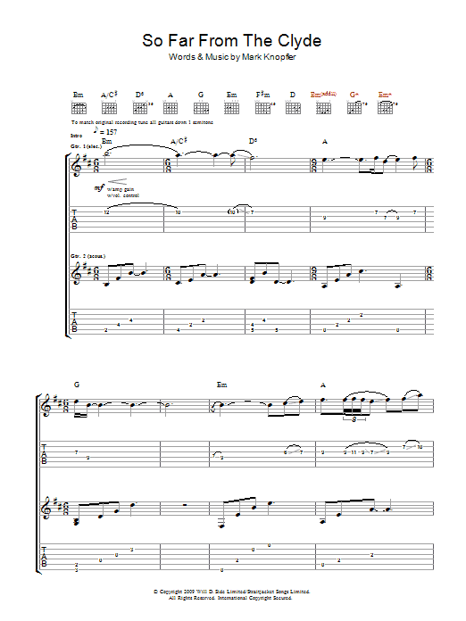 So Far From The Clyde (Guitar Tab) von Mark Knopfler