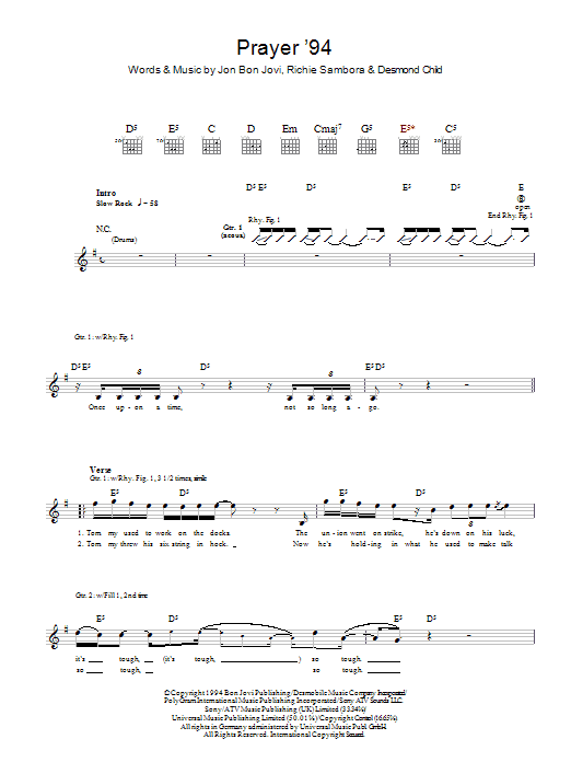 Prayer '94 (Guitar Tab) von Bon Jovi