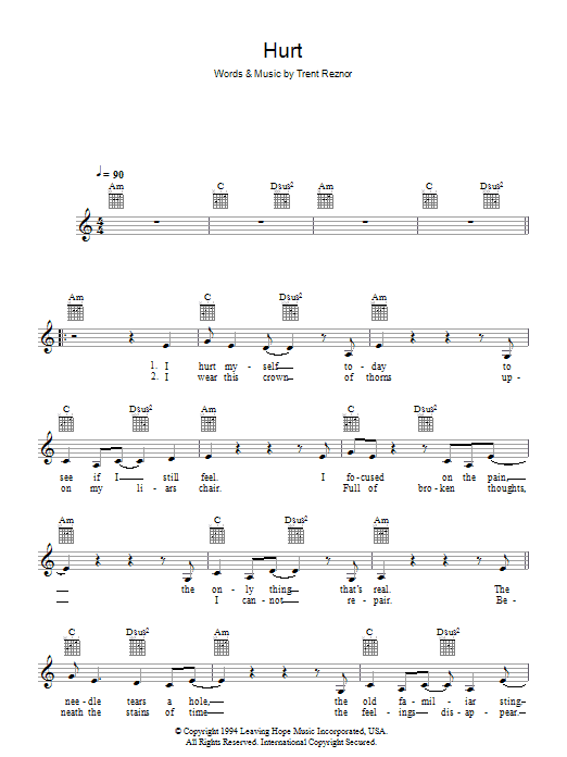 Hurt (Lead Sheet / Fake Book) von Johnny Cash