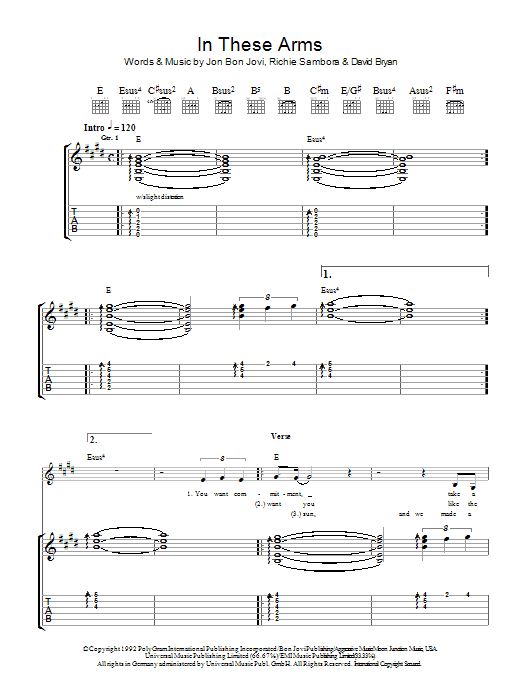 In These Arms (Guitar Tab) von Bon Jovi