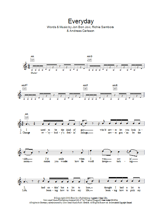 Everyday (Lead Sheet / Fake Book) von Bon Jovi