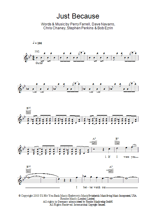 Just Because (Lead Sheet / Fake Book) von Jane's Addiction