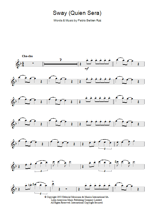 Sway (Quien Sera) (Lead Sheet / Fake Book) von Pablo Beltran Ruiz