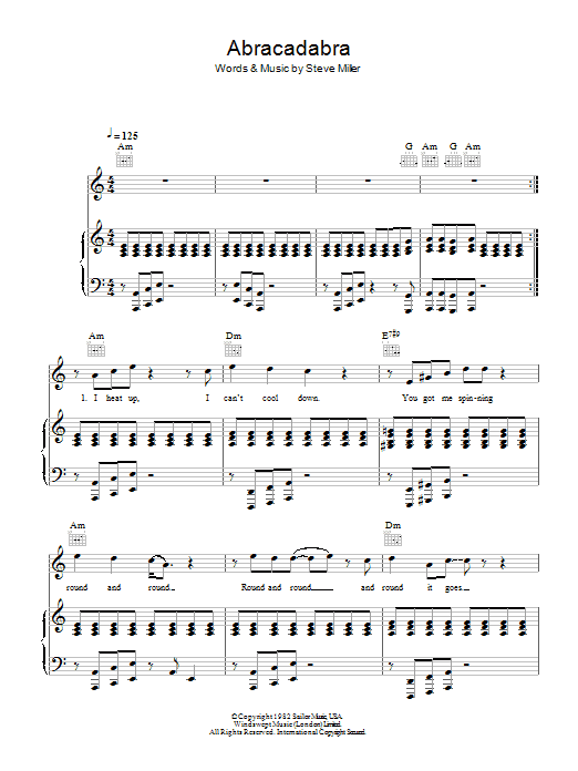 Abracadabra (Piano, Vocal & Guitar Chords) von Steve Miller Band
