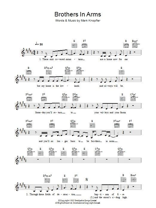 Brothers In Arms (Lead Sheet / Fake Book) von Dire Straits