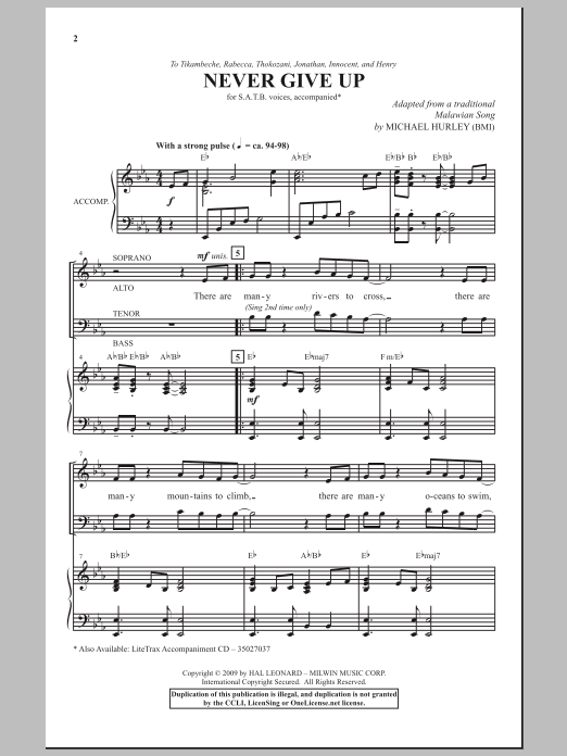 Never Give Up (SATB Choir) von Michael Hurley