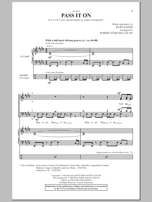 Pass It On (SATB Choir) von Robert Sterling