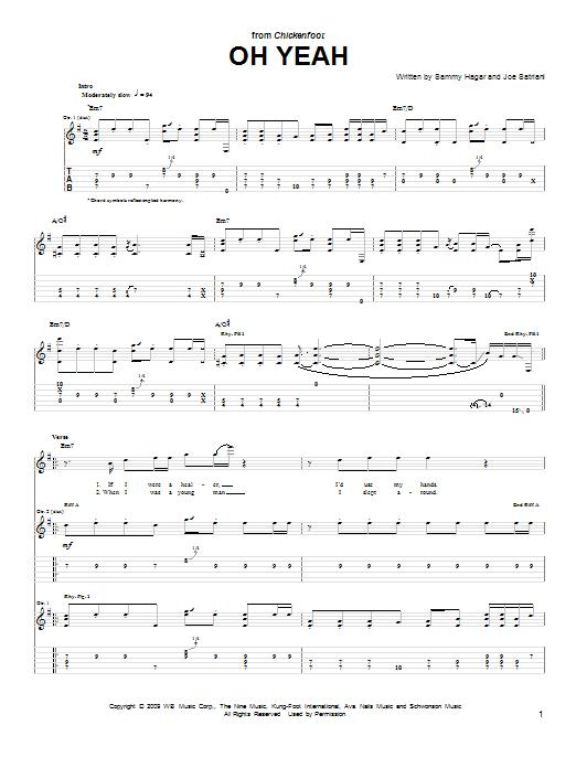 Oh Yeah (Guitar Tab) von Chickenfoot