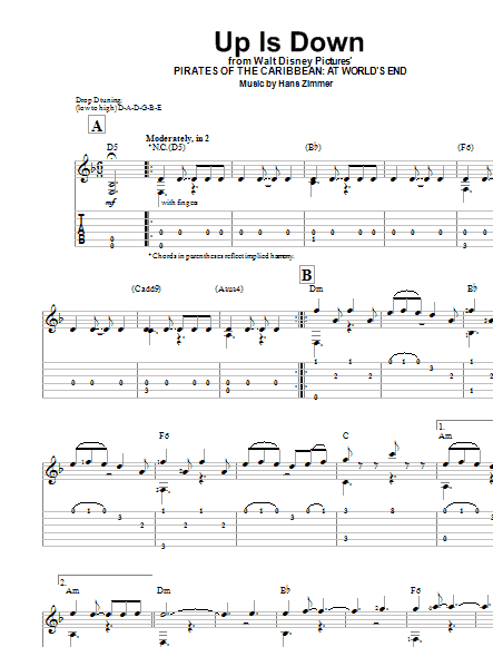 Up Is Down (from Pirates Of The Caribbean: At World's End) (Easy Guitar Tab) von Hans Zimmer