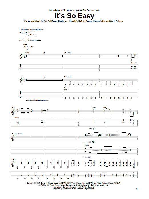 It's So Easy (Guitar Tab) von Guns N' Roses