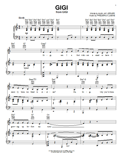 Gigi (Piano, Vocal & Guitar Chords (Right-Hand Melody)) von Lerner & Loewe