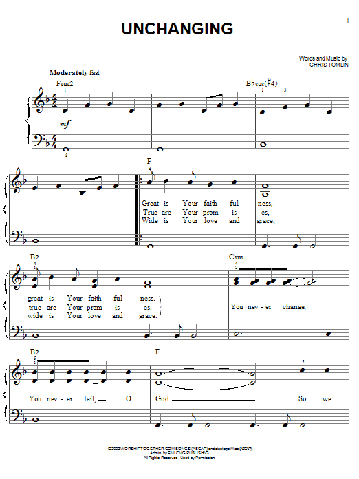 Unchanging (Easy Piano) von Chris Tomlin