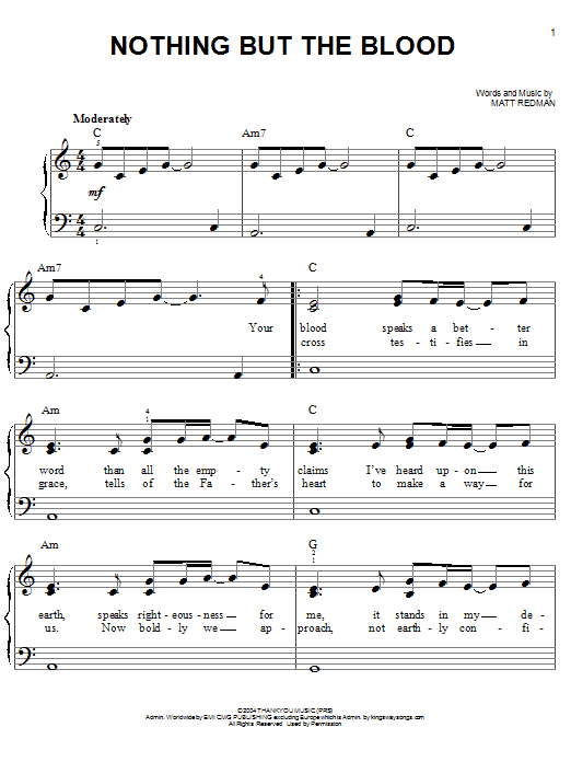 Nothing But The Blood (Easy Piano) von Matt Redman