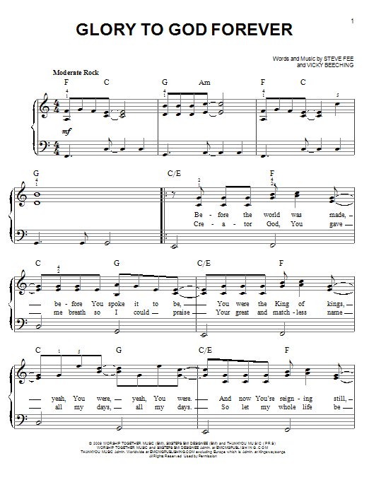 Glory To God Forever (Easy Piano) von Fee