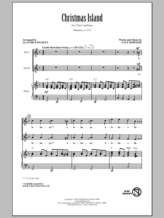 Christmas Island (arr. Alan Billingsley) (2-Part Choir) von Brian Setzer