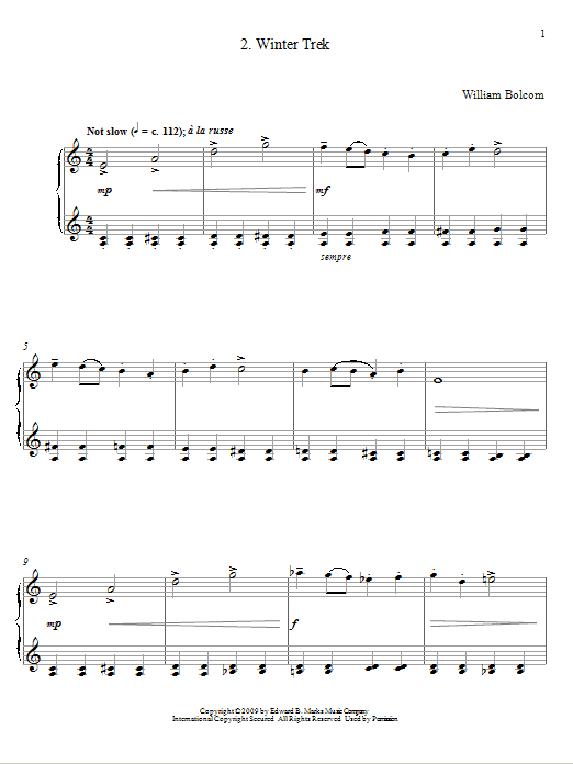 Winter Trek (Piano Solo) von William Bolcom