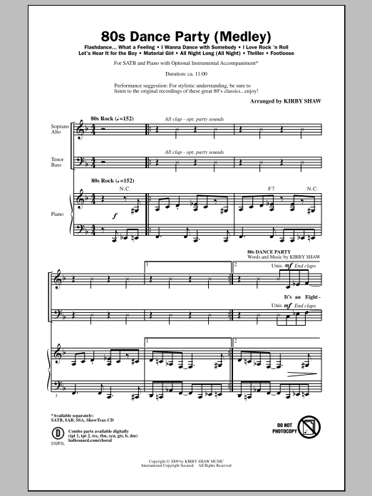 80s Dance Party (Medley) (SATB Choir) von Kirby Shaw