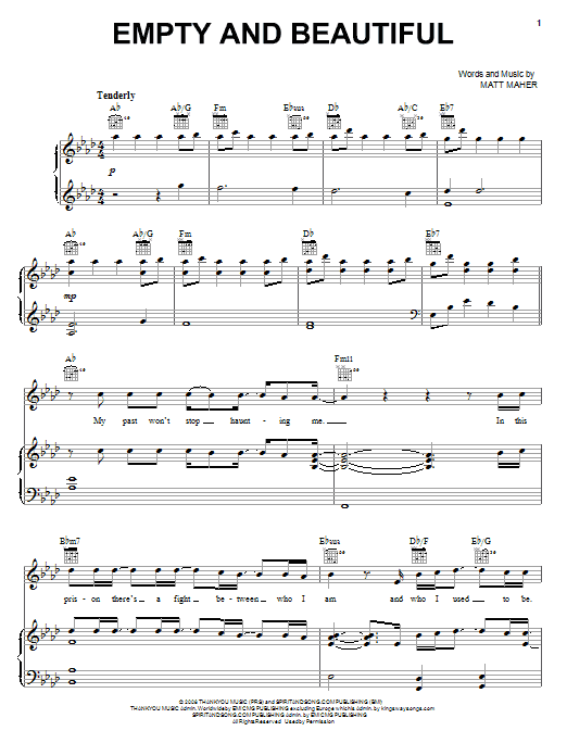 Empty And Beautiful (Piano, Vocal & Guitar Chords (Right-Hand Melody)) von Matt Maher