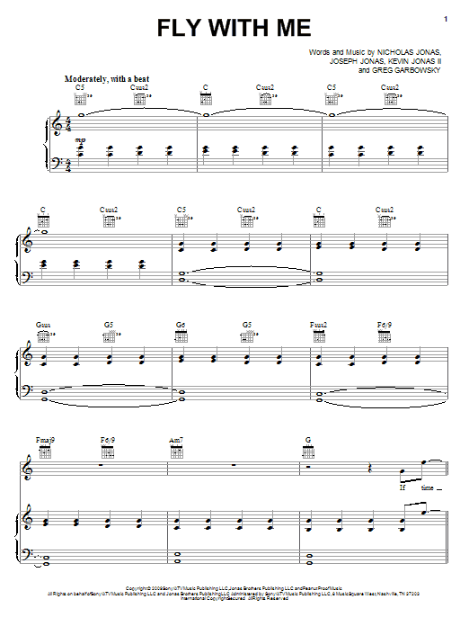 Fly With Me (Piano, Vocal & Guitar Chords (Right-Hand Melody)) von Jonas Brothers