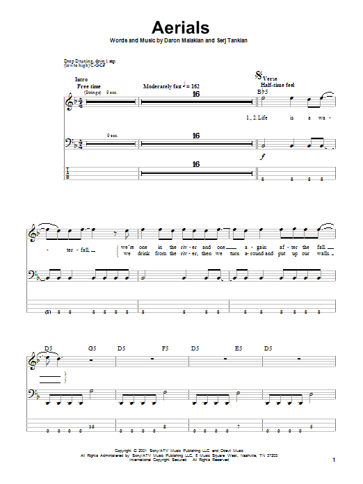 Aerials (Bass Guitar Tab) von System Of A Down