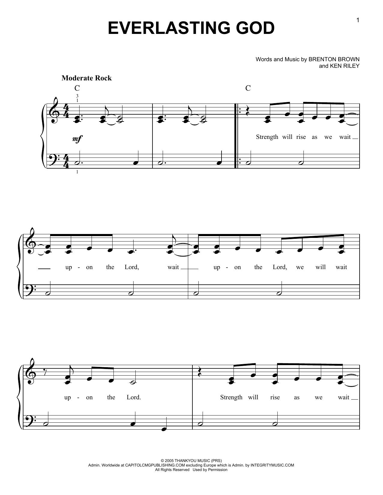 Everlasting God (Easy Piano) von Lincoln Brewster